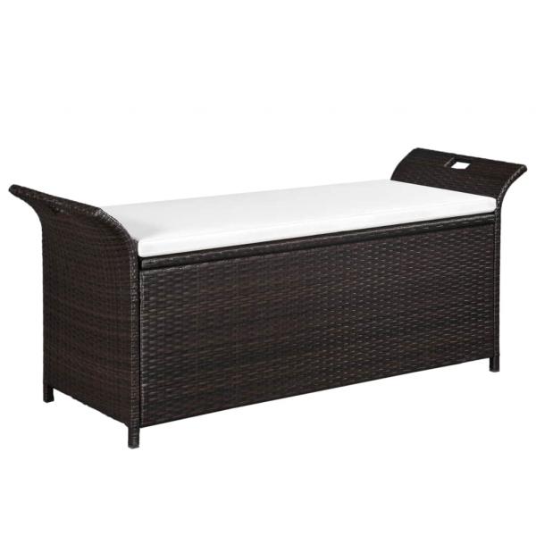 ARDEBO.de - Truhenbank mit Polster 138 cm Poly Rattan Braun