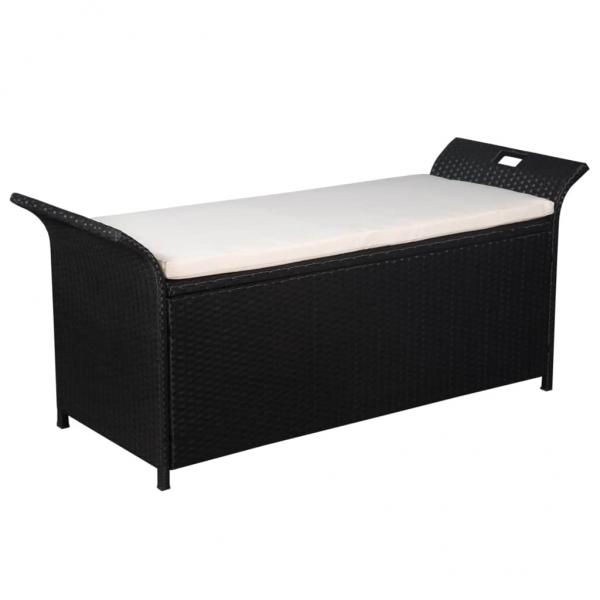 ARDEBO.de - Truhenbank mit Polster 138 cm Poly Rattan Schwarz