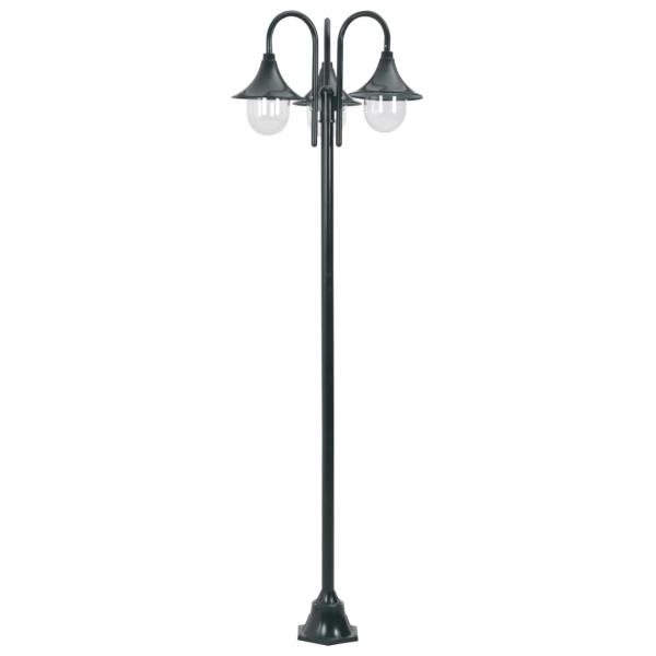 Garten-Pollerleuchte E27 220 cm Aluminium 3-Laterne Dunkelgrün