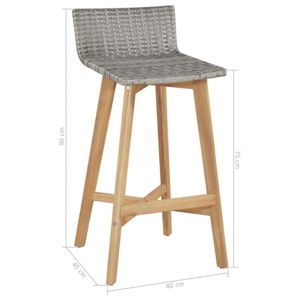 ARDEBO.de - Barhocker 2 Stk. Massivholz Akazie
