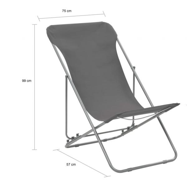 Klappbare Strandstühle 2 Stk. Stahl und Oxford-Gewebe Grau