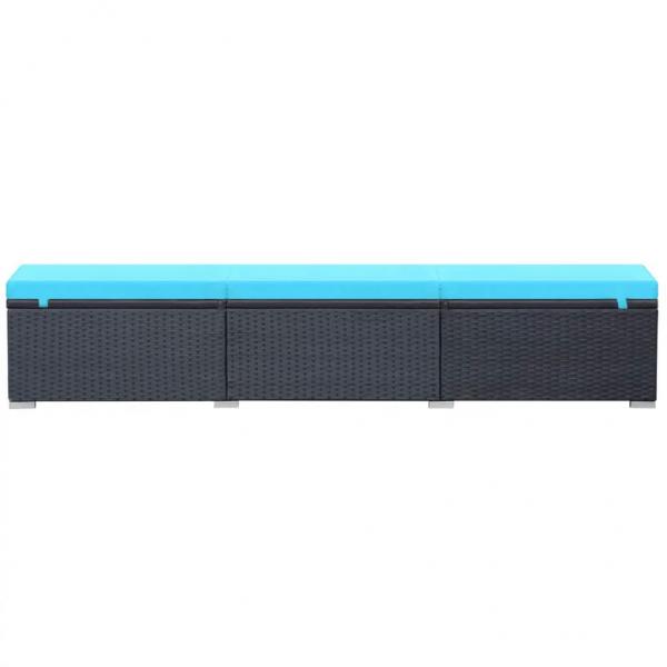 Sonnenliege mit Auflage Poly Rattan Schwarz
