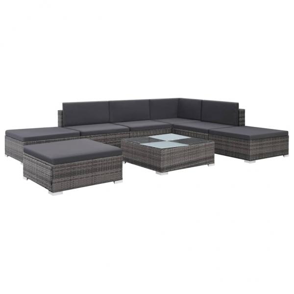 ARDEBO.de - 8-tlg. Garten-Lounge-Set mit Auflagen Poly Rattan Grau