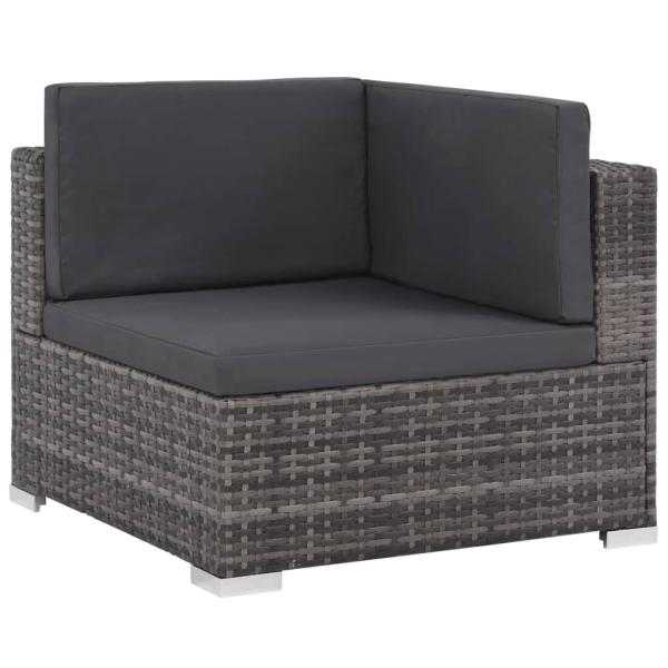 8-tlg. Garten-Lounge-Set mit Auflagen Poly Rattan Grau