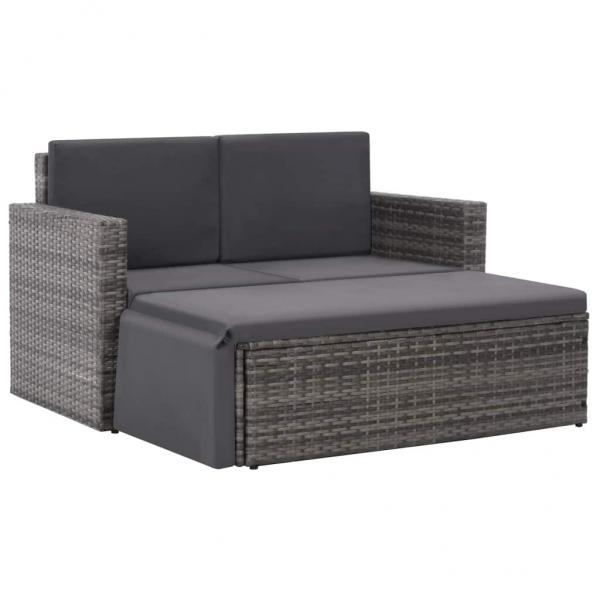 ARDEBO.de - 2-tlg. Garten-Lounge-Set mit Auflagen Poly Rattan Grau