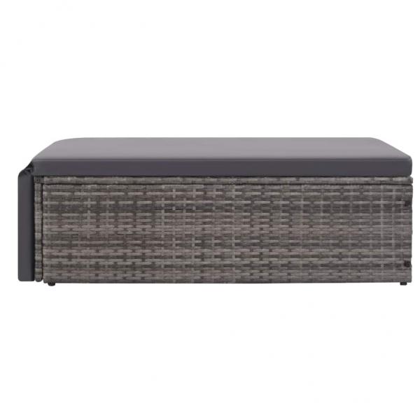 2-tlg. Garten-Lounge-Set mit Auflagen Poly Rattan Grau