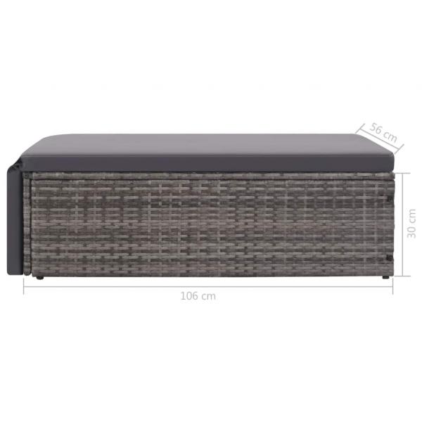 2-tlg. Garten-Lounge-Set mit Auflagen Poly Rattan Grau