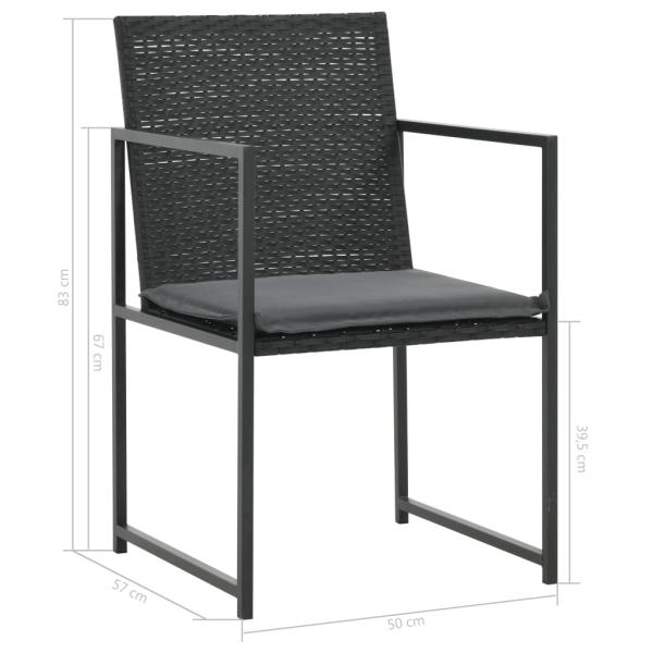 5-tlg. Garten-Essgruppe mit Auflagen Poly Rattan Schwarz
