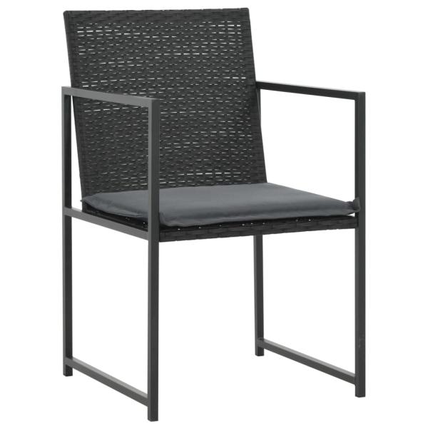5-tlg. Garten-Essgruppe mit Auflagen Poly Rattan Schwarz