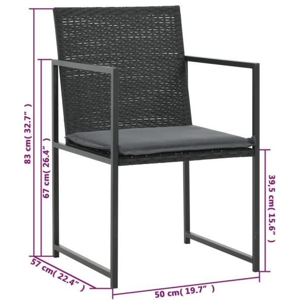5-tlg. Garten-Essgruppe mit Auflagen Poly Rattan Schwarz