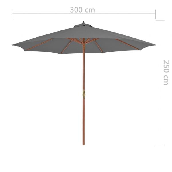 Sonnenschirm mit Holz-Mast 300 cm Anthrazit