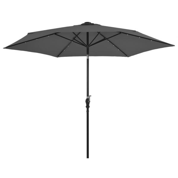 Sonnenschirm mit LED-Leuchten und Stahlmast 300 cm Anthrazit