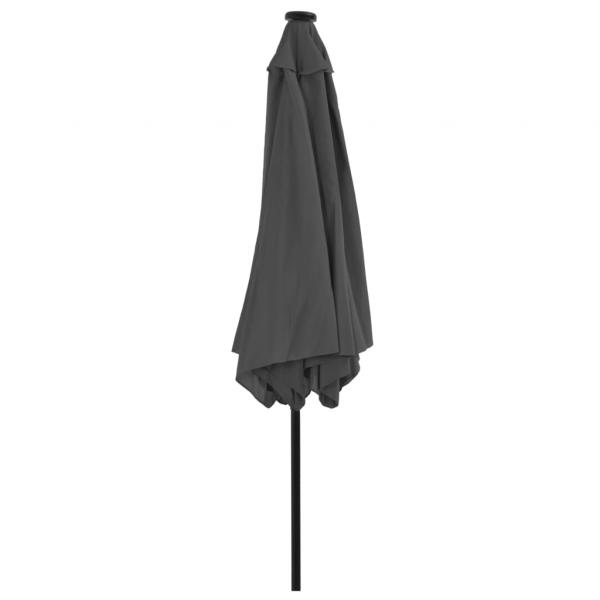 Sonnenschirm mit LED-Leuchten und Stahlmast 300 cm Anthrazit