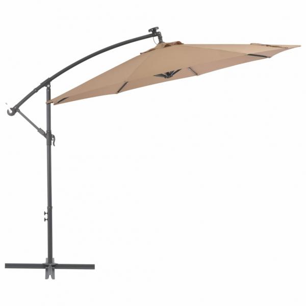 ARDEBO.de - Ampelschirm mit LED-Leuchten und Stahlmast 300 cm Taupe