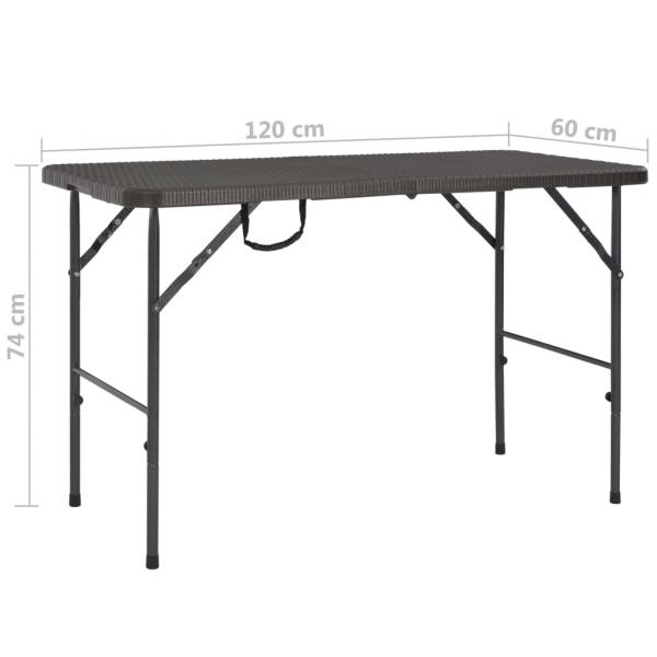 Klappbarer Gartentisch Braun 120x60x74 cm HDPE Rattan-Look