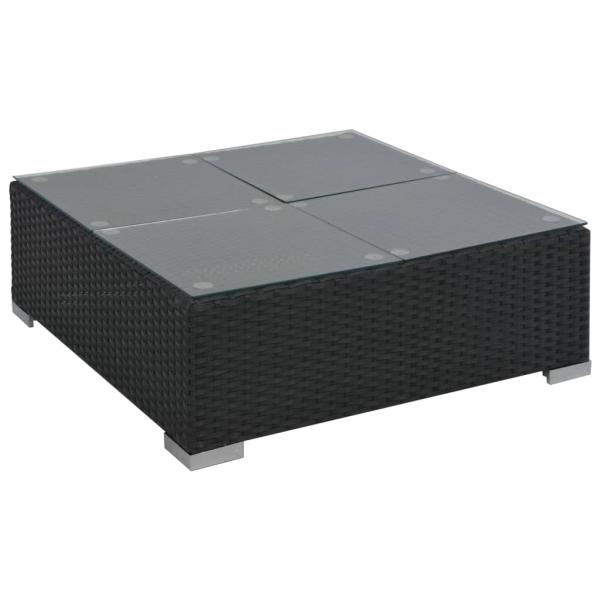 6-tlg. Garten-Lounge-Set mit Auflagen Poly Rattan Schwarz