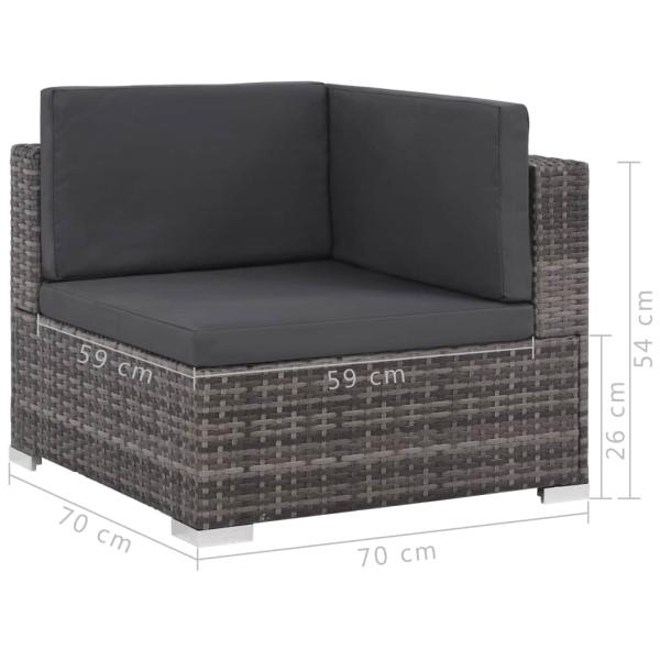 ARDEBO.de - 8-tlg. Garten-Lounge-Set mit Auflagen Poly Rattan Grau