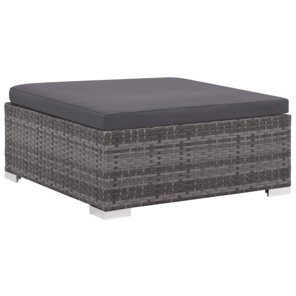 8-tlg. Garten-Lounge-Set mit Auflagen Poly Rattan Grau