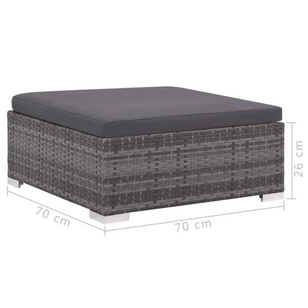 8-tlg. Garten-Lounge-Set mit Auflagen Poly Rattan Grau