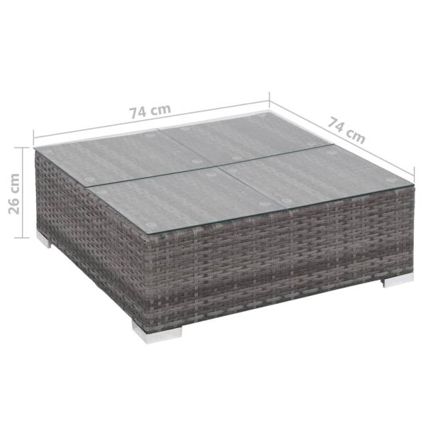 8-tlg. Garten-Lounge-Set mit Auflagen Poly Rattan Grau