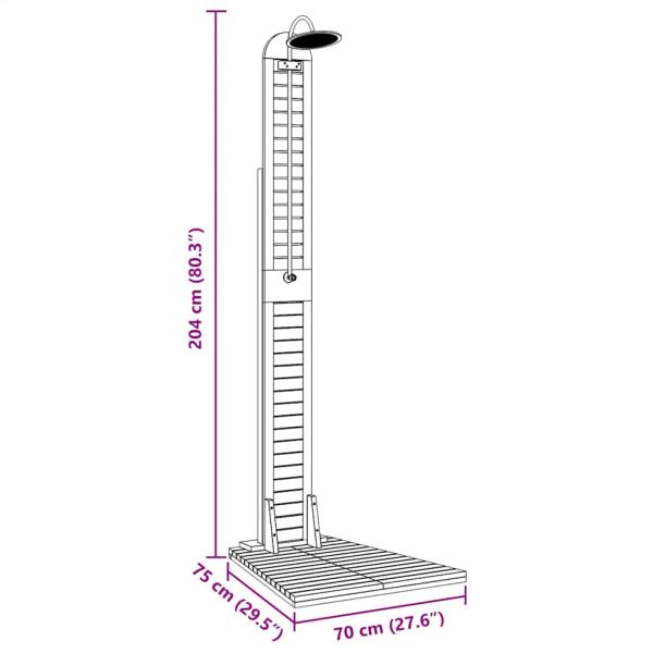 ARDEBO.de - Gartendusche Massivholz Teak 70x75x204 cm