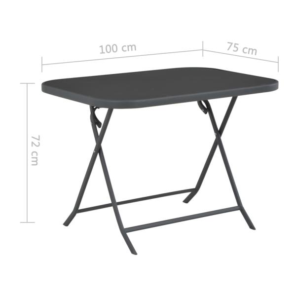 ARDEBO.de - Gartentisch Klappbar Grau 100x75x72 cm Glas und Stahl