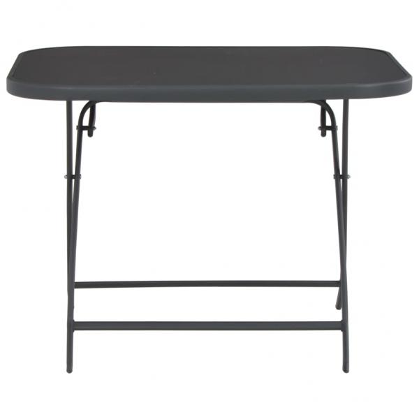 Gartentisch Klappbar Grau 100x75x72 cm Glas und Stahl