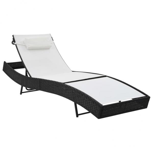 ARDEBO.de - Sonnenliege mit Kissen Poly-Rattan Schwarz
