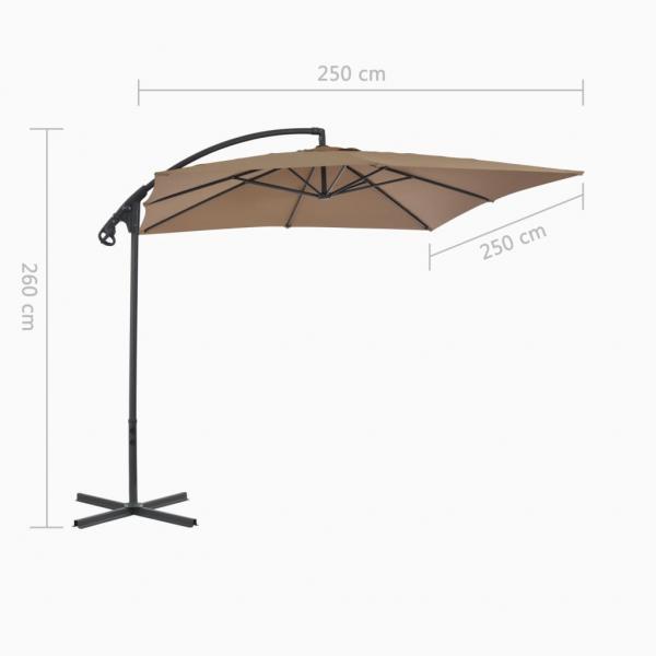 Ampelschirm mit Stahlmast 250 x 250 cm Taupe