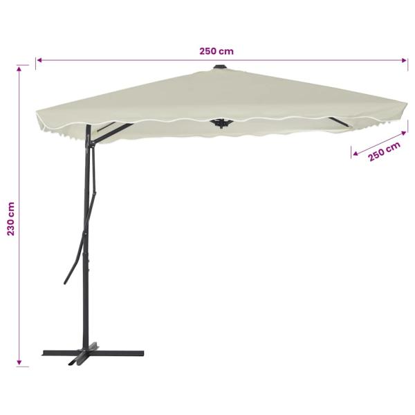 Sonnenschirm mit Stahl-Mast 250x250 cm Sandweiß