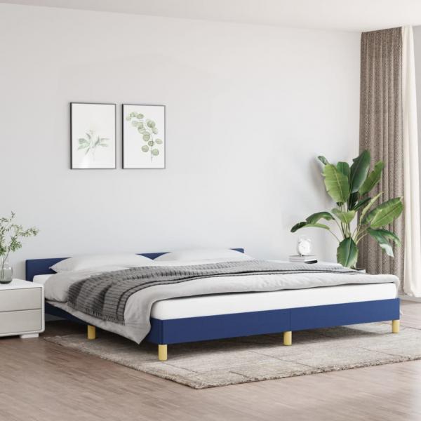 ARDEBO.de - Bettgestell mit Kopfteil Blau 200x200 cm Stoff