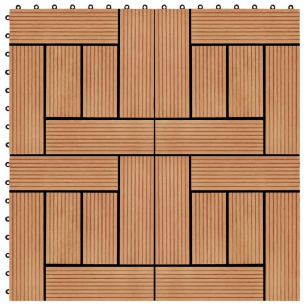 ARDEBO.de - Terrassenfliesen 11 Stück WPC 30 x 30 cm 1 qm Teakholzfarbe