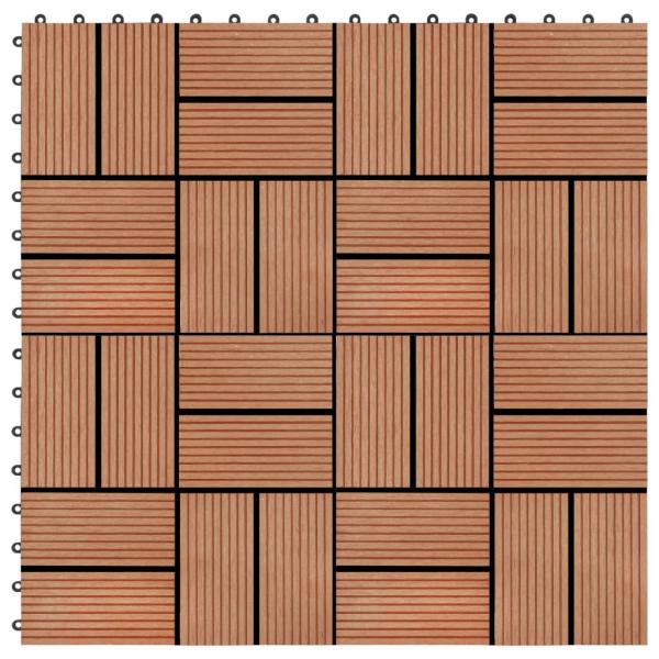 ARDEBO.de - Terrassenfliesen 11 Stück WPC 30 x 30 cm 1 qm Teakholzfarbe