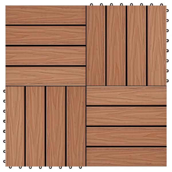 ARDEBO.de - Terrassenfliesen 11Stk. Tief Geprägt WPC 30x30cm 1 qm Hellbraun