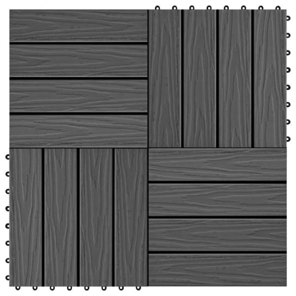 ARDEBO.de - Terrassenfliesen 11 Stk. Tief Geprägt WPC 30x30cm 1 qm Schwarz