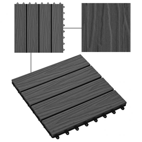 Terrassenfliesen 11 Stk. Tief Geprägt WPC 30x30cm 1 qm Schwarz