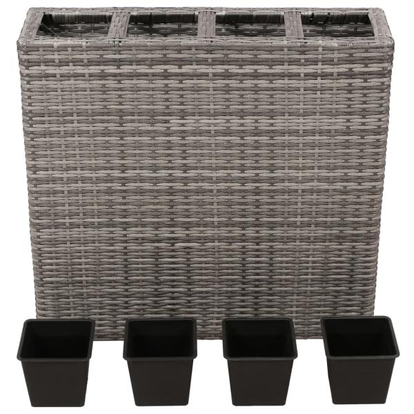 ARDEBO.de - Garten-Hochbeet mit 4 Töpfen Poly Rattan Grau 