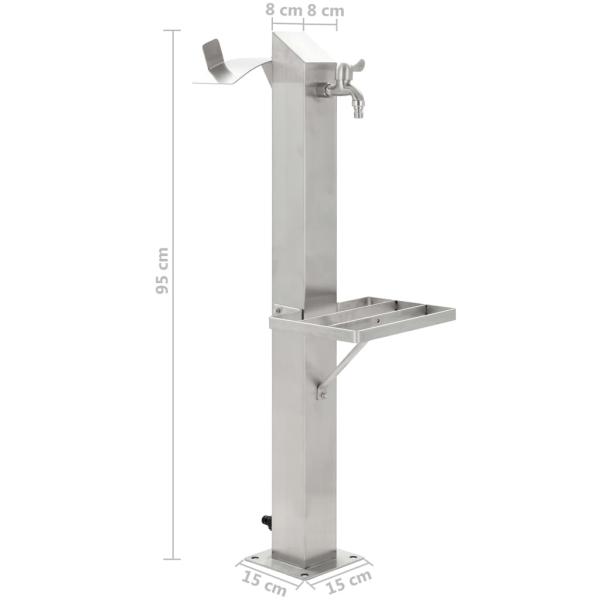 ARDEBO.de - Garten-Wassersäule Edelstahl Quadratisch 95 cm