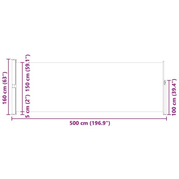 Ausziehbare Seitenmarkise 160x500 cm Rot