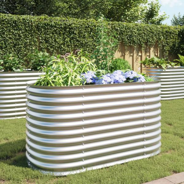 ARDEBO.de - Garten-Hochbeet 160x80x81 cm Verzinkter Stahl Silbern