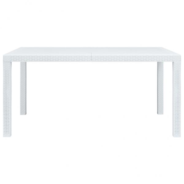 Gartentisch Weiß 150x90x72 cm Kunststoff Rattan-Optik