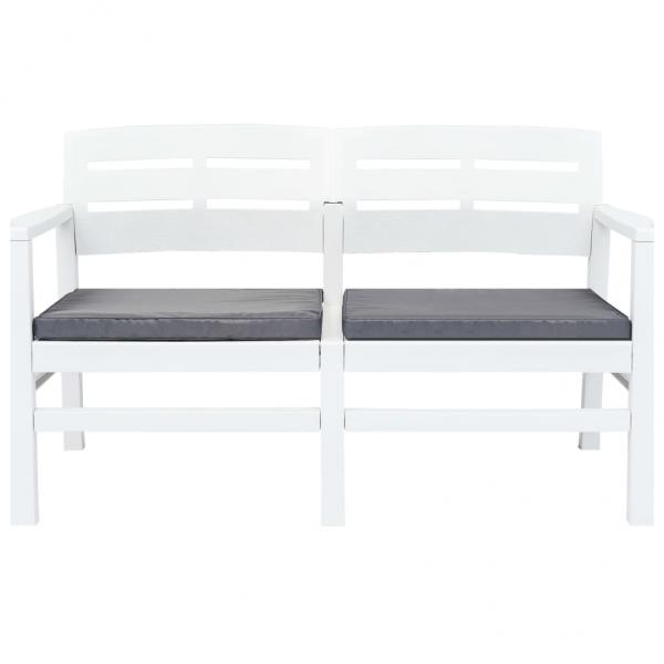 ARDEBO.de - 2-Sitzer-Gartenbank mit Kissen Weiß 133 cm Kunststoff