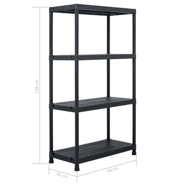 Lagerregal Schwarz 100 kg 60 x 30 x 138 cm Kunststoff