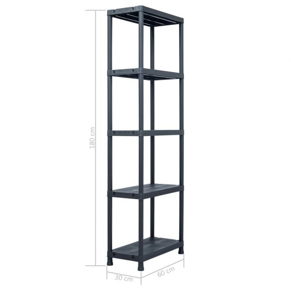 Lagerregal Schwarz 125 kg 60 x 30 x 180 cm Kunststoff