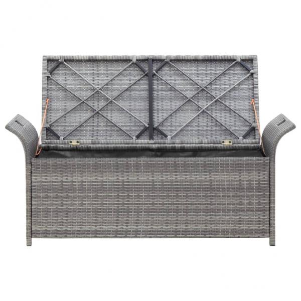   Sitzbank mit Stauraum und Kissen Grau 138 cm Poly Rattan