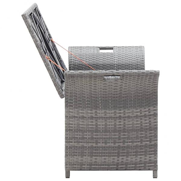  Sitzbank mit Stauraum und Kissen Grau 138 cm Poly Rattan