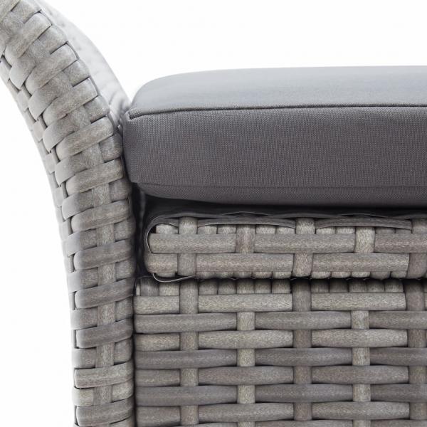   Sitzbank mit Stauraum und Kissen Grau 138 cm Poly Rattan