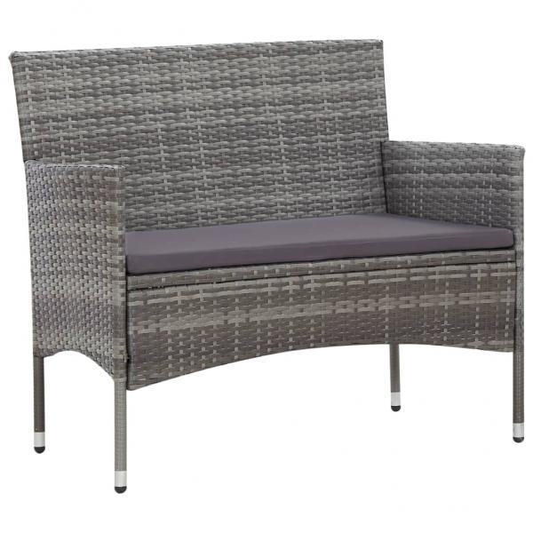 5-tlg. Garten-Lounge-Set mit Auflagen Poly Rattan Grau