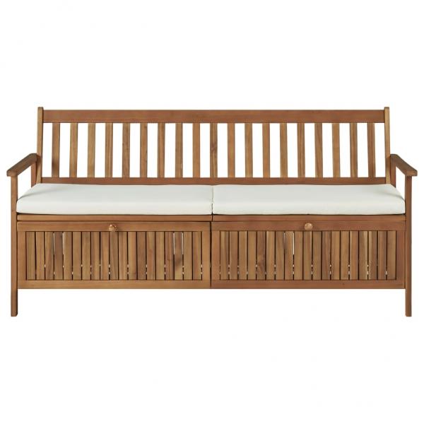 Sitzbank mit Stauraum und Sitzpolster 170 cm Massivholz Akazie