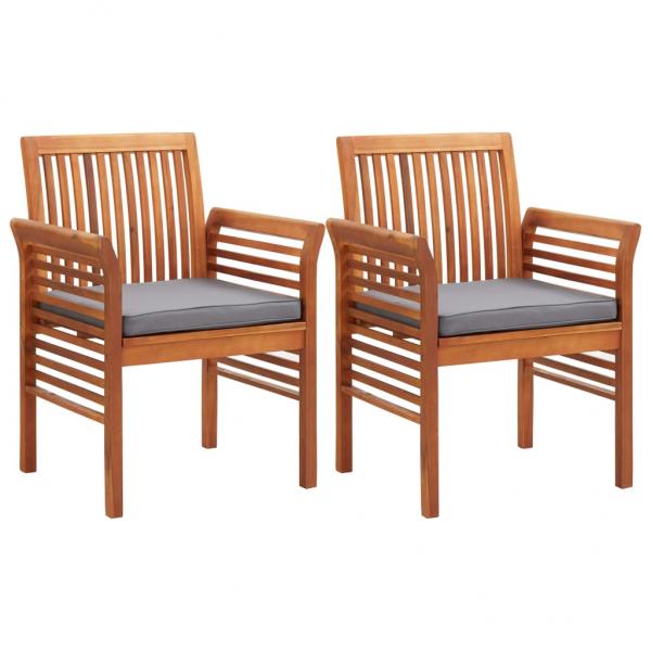 ARDEBO.de - Garten-Essstühle mit Sitzpolster 2 Stk. Akazie Massivholz